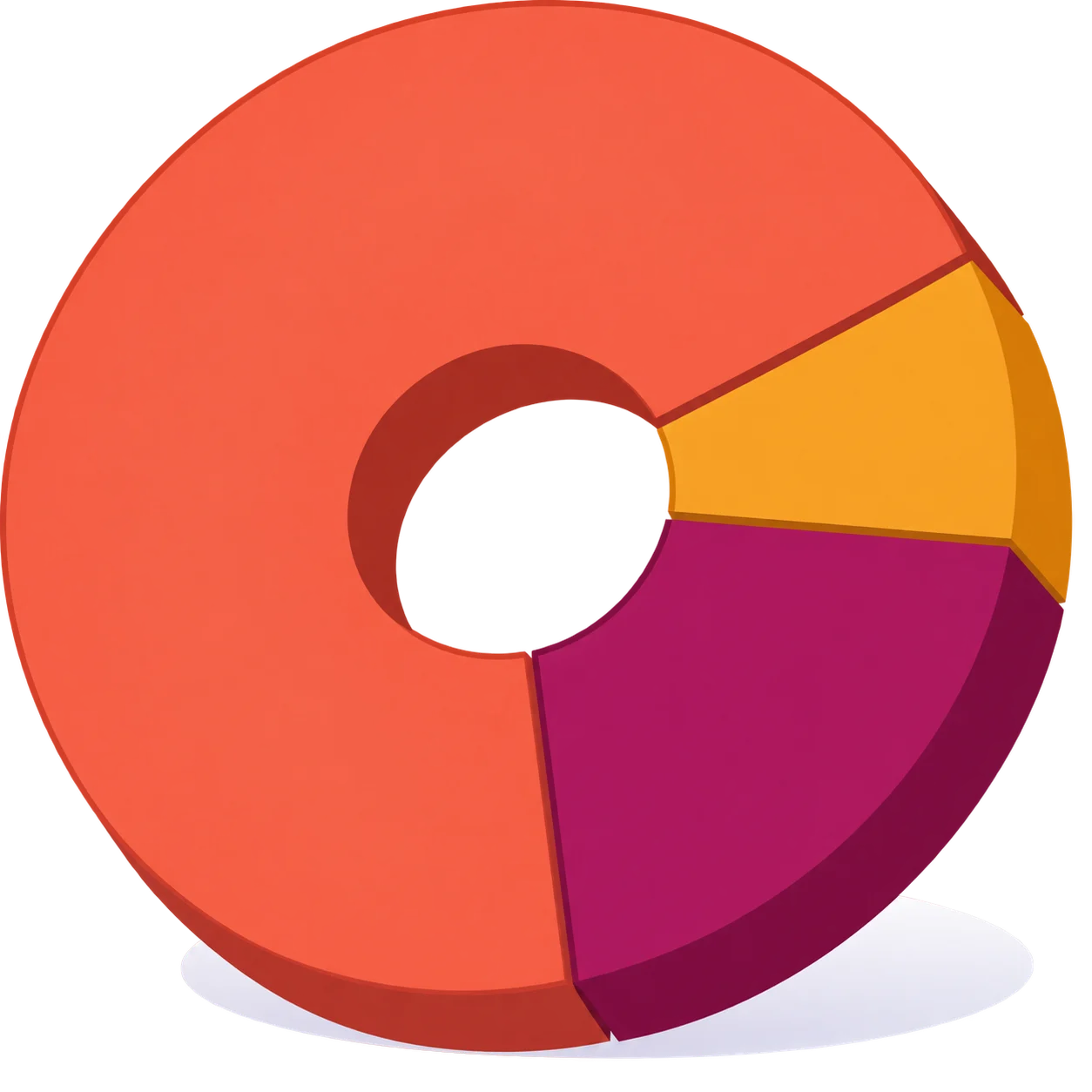 Kördiagram korall, magenta és narancs szeletekkel